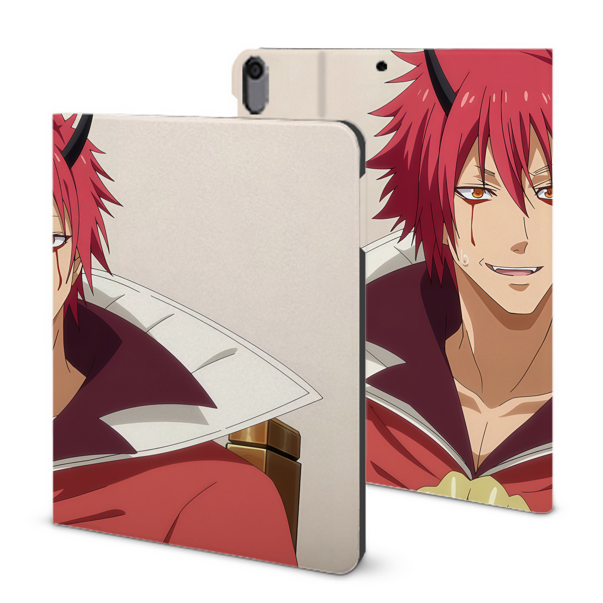 （画像用） 転スラ Regarding Reincarnated to Slime IPad ケース ブック型 PUレザー TPU 耐衝撃 軽量 薄型 ペン収納なし 全面保護 IPad 各モデル対応